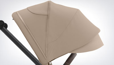 Set textil carucior Cybex Mios Cozy Beige - Capotina XXL cu protectie UPF50+