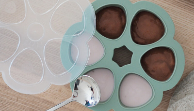 Recipient ermetic silicon multiportii 6x90 ml Beaba Sage Green