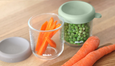 Descriere Set 2 recipiente sticla Beaba 250 ml Sage Green/Gazelle