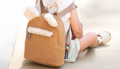 Descriere Rucsac pentru copii Childhome My First Bag, aspect piele intoarsa Bej