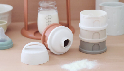 Recipient lapte praf 4 compartimente Beaba Cotton/Terracotta - compact si usor de transportat