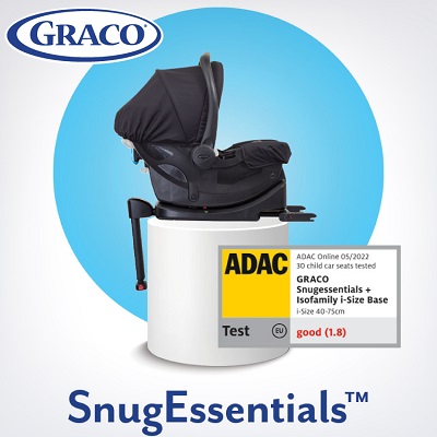 Scoica auto Graco SnugEssentials Midnight Black i-Size testat ADAC