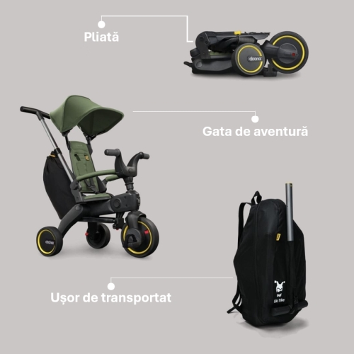 Tricicleta pliabila Doona Liki Trike S5 Racing Green