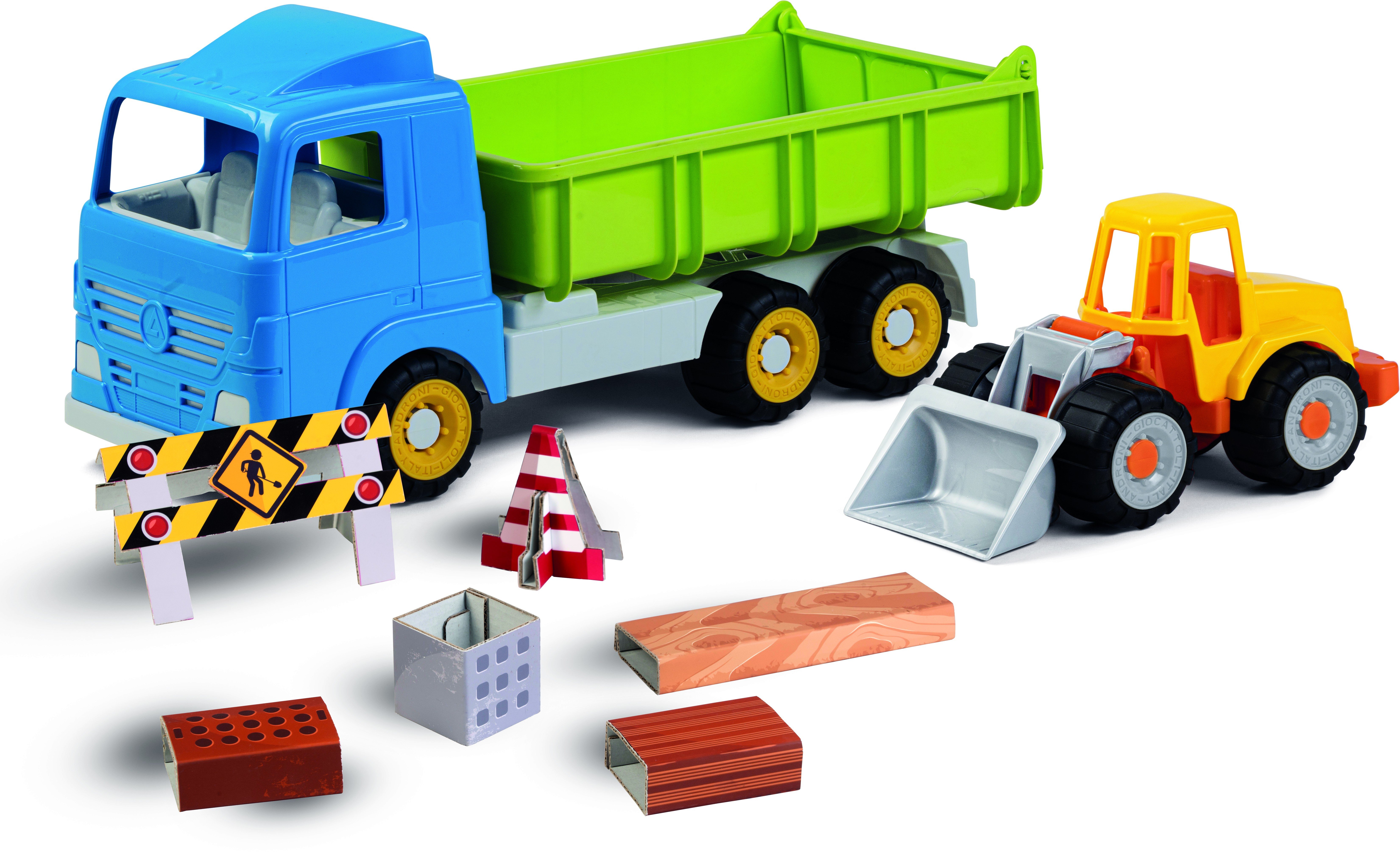 Basculanta de jucarie Millenium 49.3 cm cu utilaj de constructii si accesorii drum in lucru incluse [2]