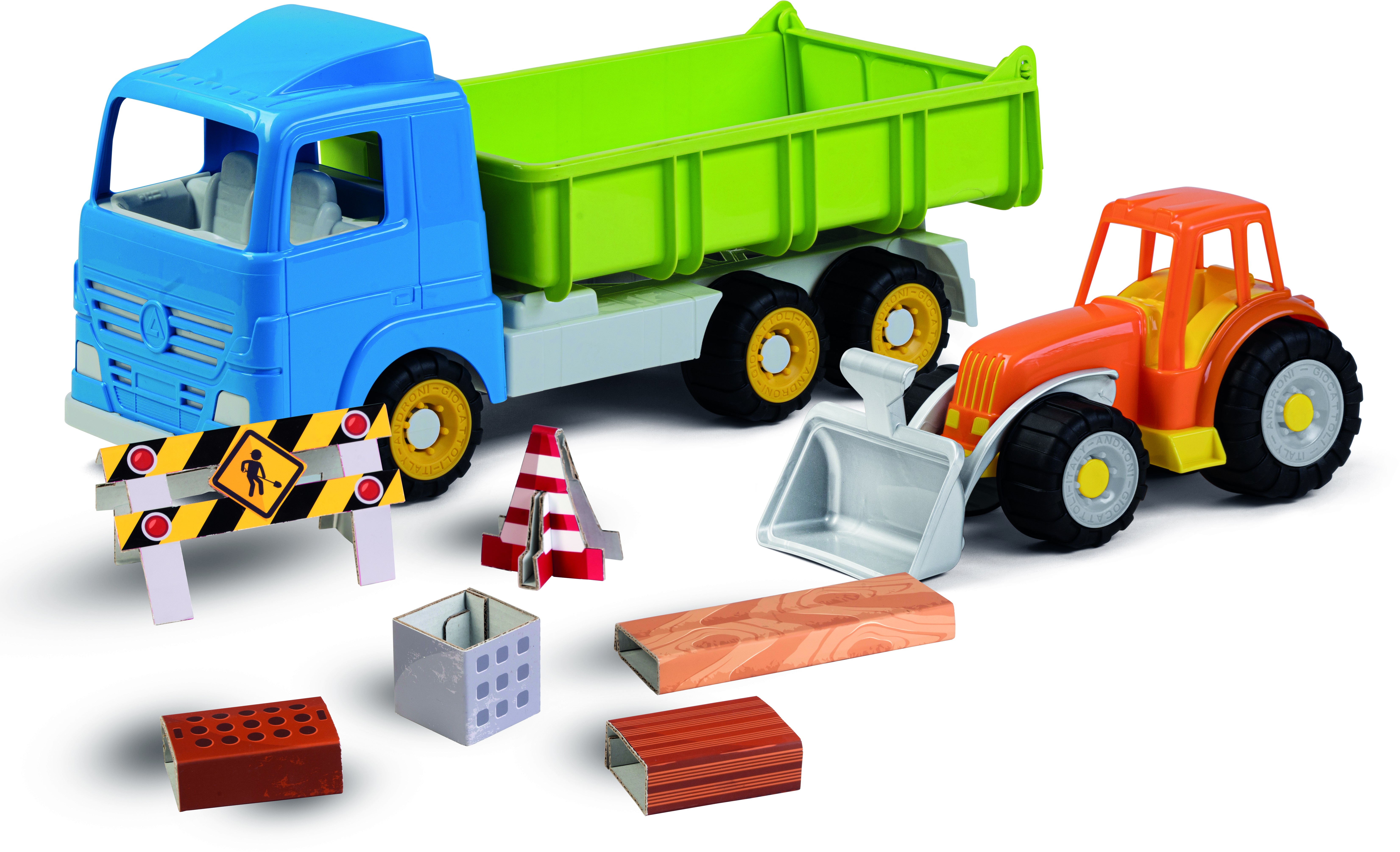 Basculanta de jucarie Millenium 49.3 cm cu utilaj de constructii si accesorii drum in lucru incluse [3]