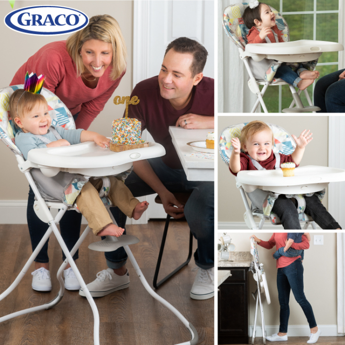 Scaun de masa Graco Snack N Stow Patchwork Grey [7]