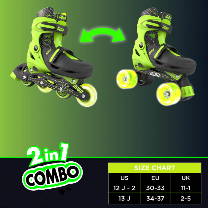 Role 2 in 1 Neon Combo Skates marime 34-37 Green [6]