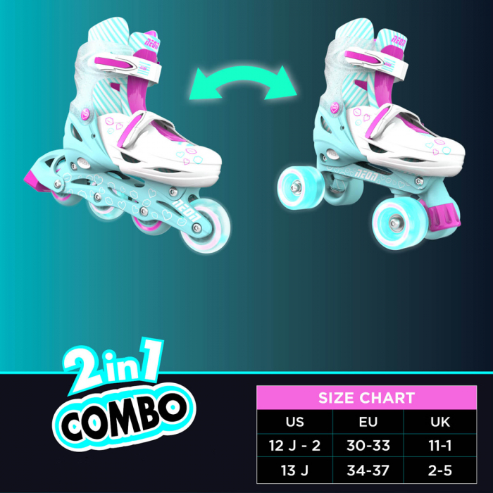 Role 2 in 1 Neon Combo Skates marime 34-37 Teal Pink - Resigilate [6]