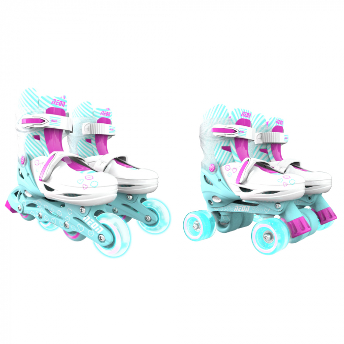 Role 2 in 1 Neon Combo Skates marime 34-37 Teal Pink - Resigilate [3]