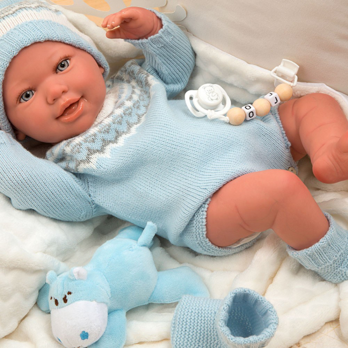 Papusa Reborn bebelus realist Arias Ibai 45 cm cu patura si animal de plus [3]