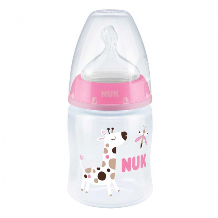 Biberon Nuk First Choice PP 150 ml Control Temperatura Tetina Silicon M 0-6 luni Girafa