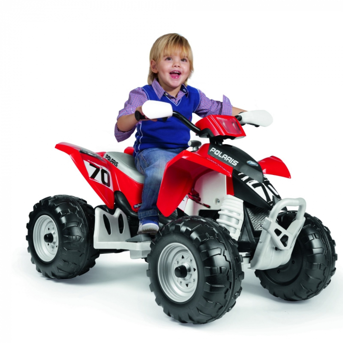 ATV Peg Perego Polaris Outlaw 330 W, 12V, 3 ani+, Negru / Rosu [11]