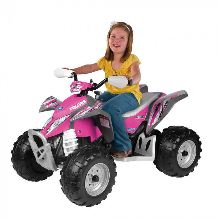 ATV Peg Perego Polaris Outlaw Pink Power, 12V, 3 ani+, Roz/Gri [9]