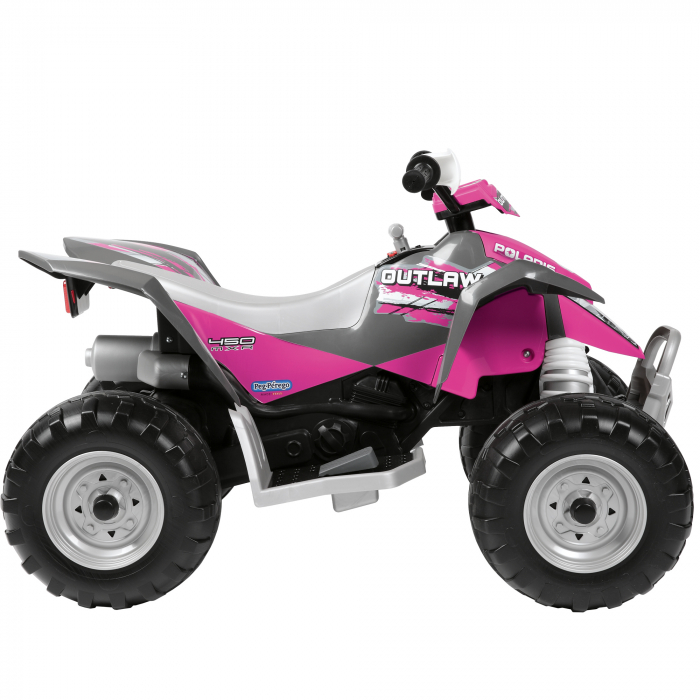 ATV Peg Perego Polaris Outlaw Pink Power, 12V, 3 ani+, Roz/Gri [7]