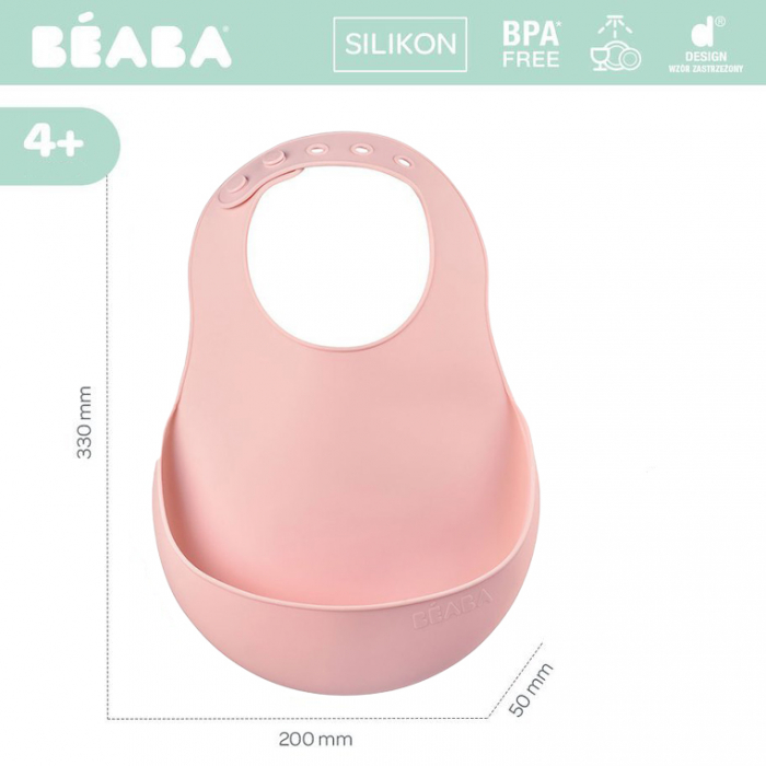 Baveta silicon Beaba Old Pink - Resigilat [3]