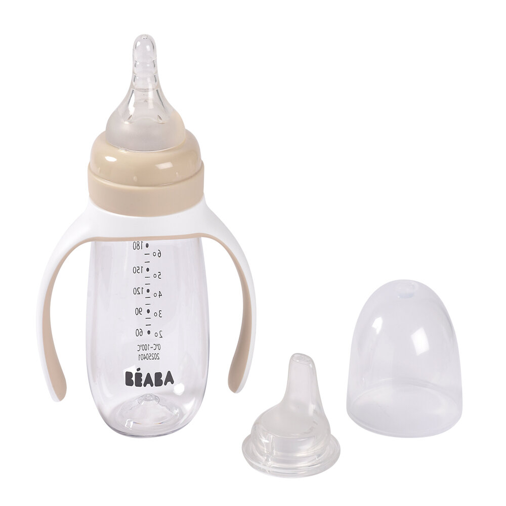Biberon de invatare 2 in 1 din Tritan Beaba 210 ml Clay [2]