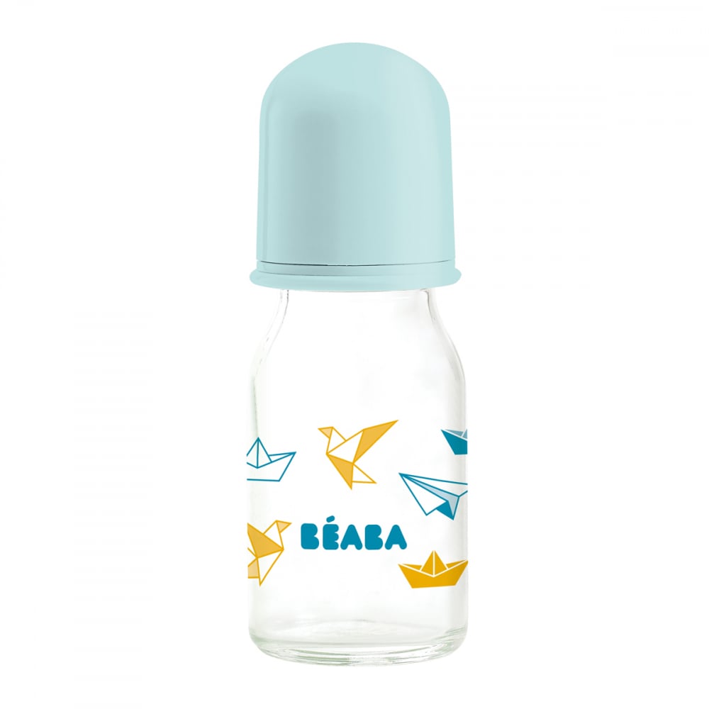 Biberon din sticla Beaba Origami 110 ml Bleu