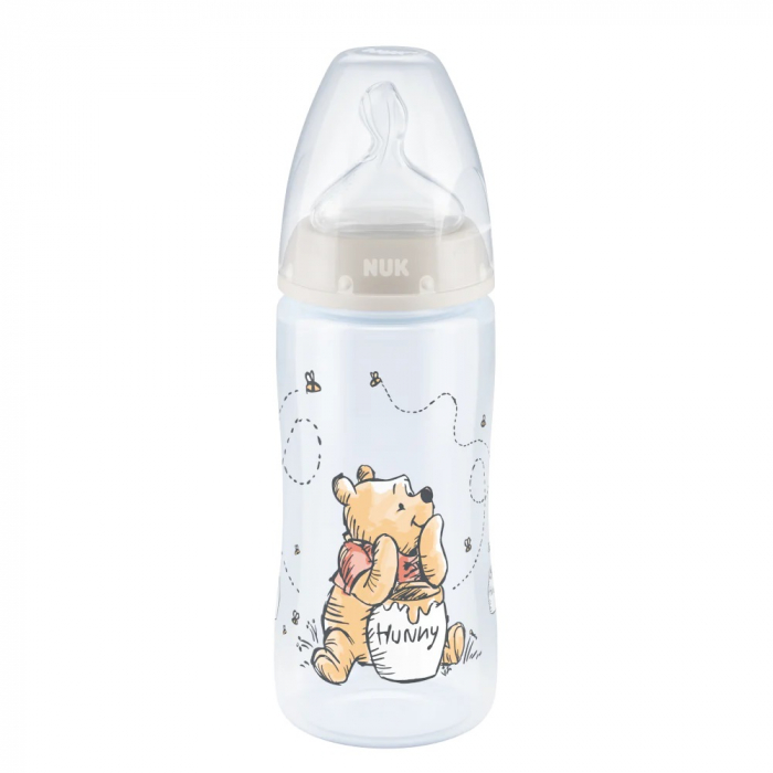 Biberon Nuk First Choice PP 300 ml Control Temperatura Tetina Silicon M 0-6 luni Disney Winnie Gri