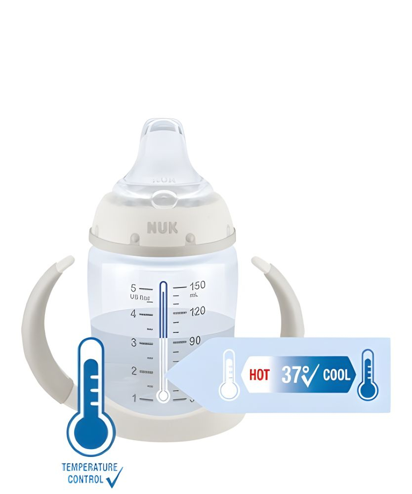 Biberon Nuk First Choice PP 150 ml, Control Temperatura, Tetina Invatare Silicon 6-18 luni, Verde [2]