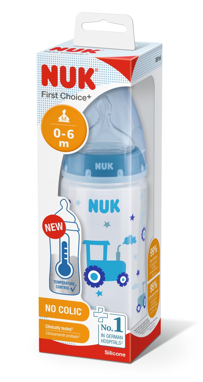 Biberon Nuk First Choice PP 300 ml, Control Temperatura, Tetina Silicon, 0-6 luni