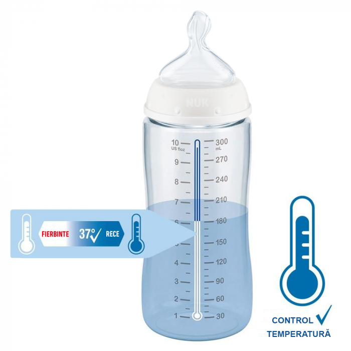 Biberon Nuk First Choice PP 300 ml, Control Temperatura, Tetina Silicon M, 0-6 luni, Inimioare [2]