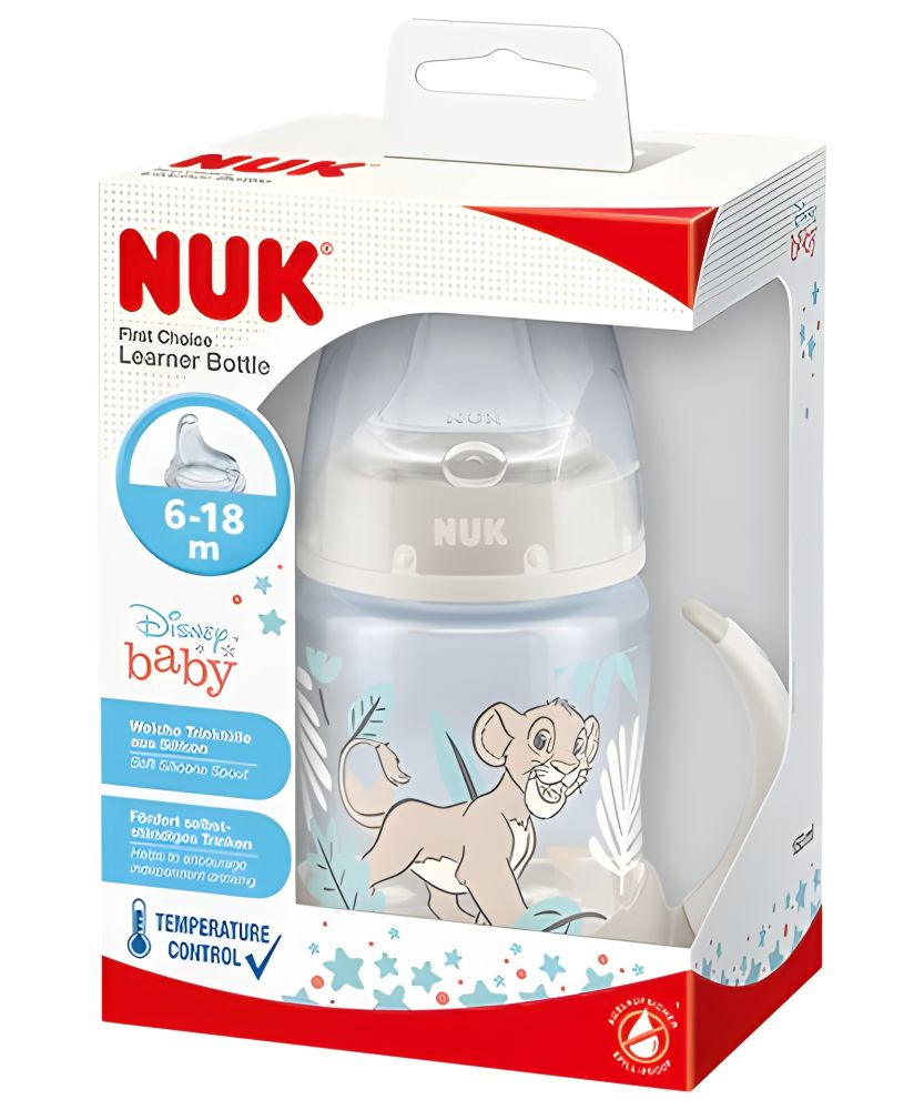 Biberon Nuk First Choice Toarte PP 150 ml, Control Temperatura, Tetina Invatare Silicon 6-18 luni, Disney Lion King [2]