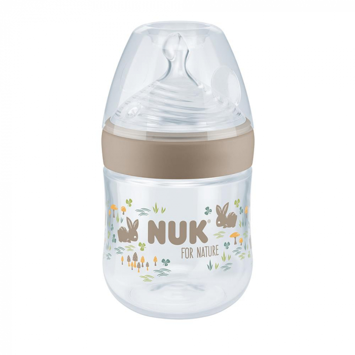 Biberon Nuk for Nature PP 150 ml, Control Temperatura, Tetina Silicon S, Crem [2]