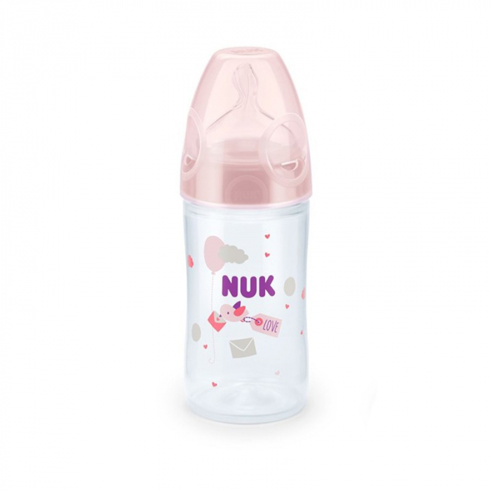 Biberon Nuk New Classic 250 Ml Tetina Silicon 6 luni+ Roz