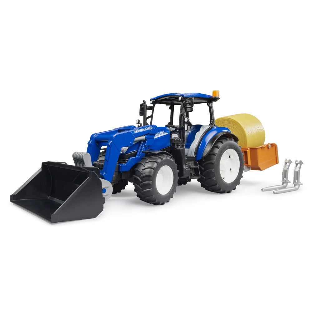 Bruder - Tractor New Holland T5.120 cu incarcator frontal detasabil lada pentru basculat baloti si furci [4]