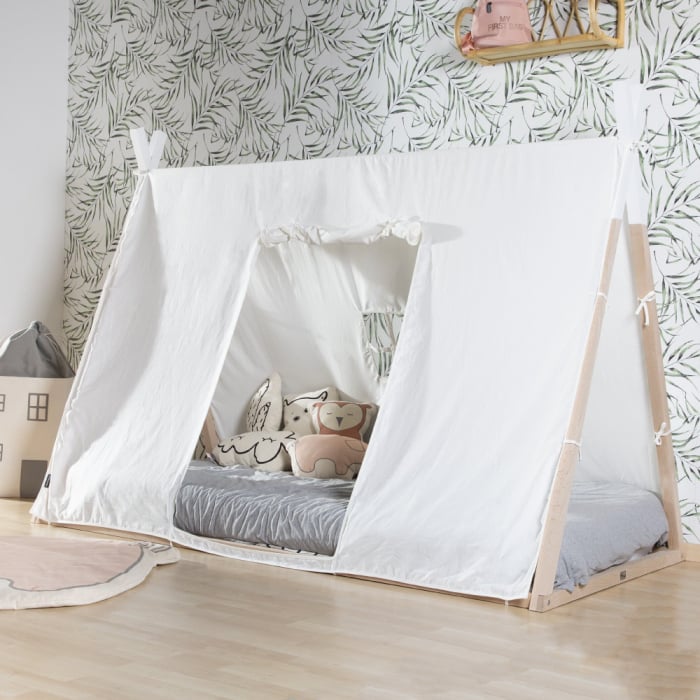 Cadru pat Tipi Childhome 90x200 cm Lemn Natural/Alb [4]