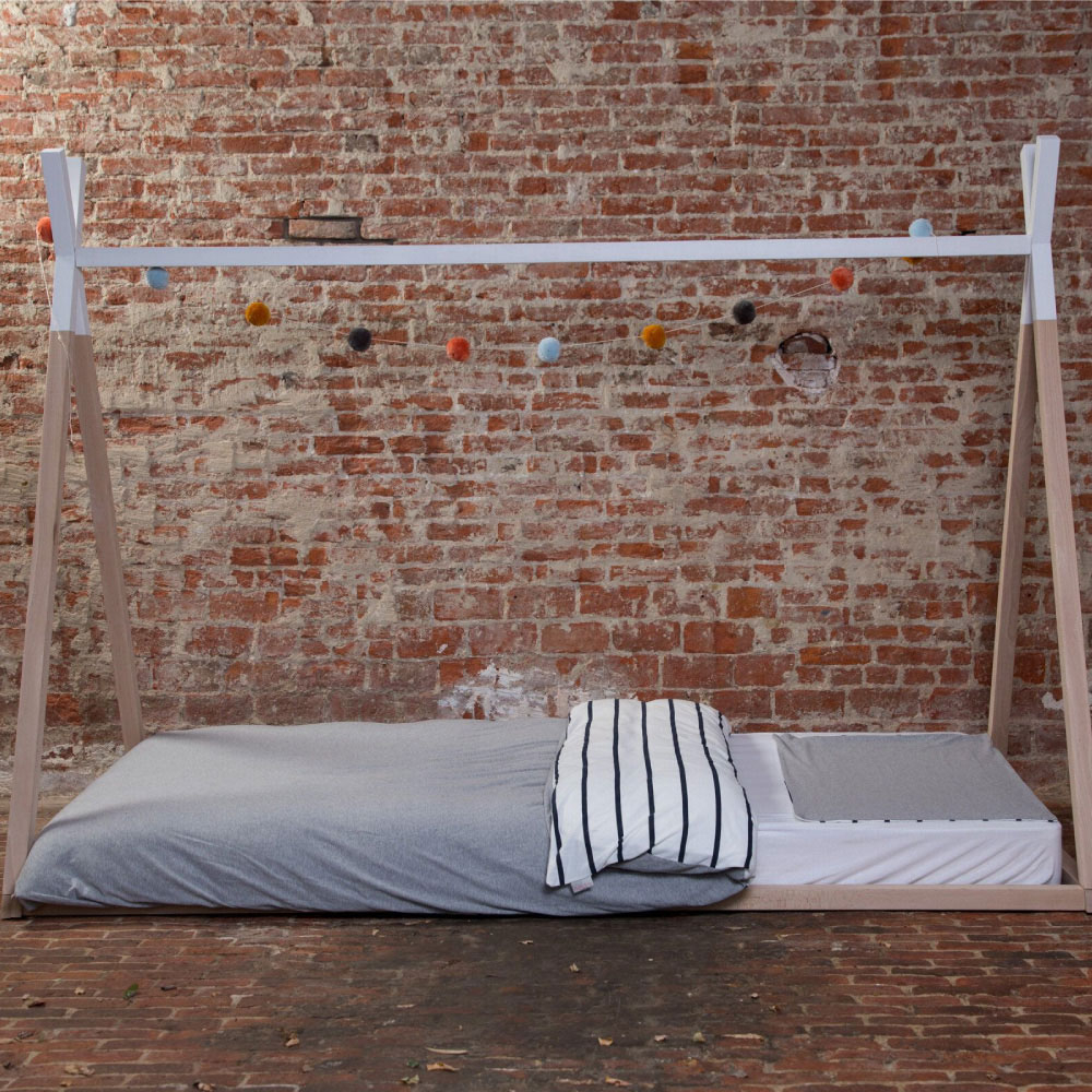 Cadru pat Tipi Childhome 90x200 cm Lemn Natural/Alb [5]