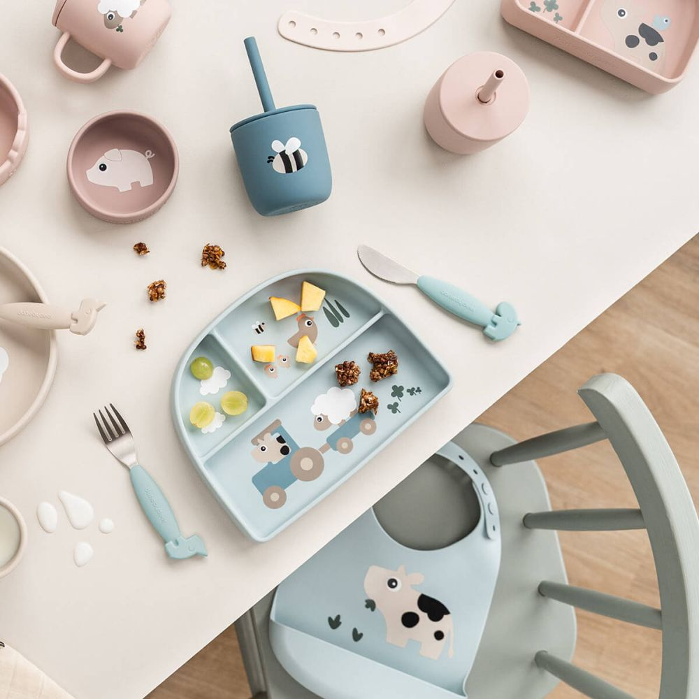 Cana cu pai Done by Deer silicon set 2 buc Tiny Farm Blue [3]