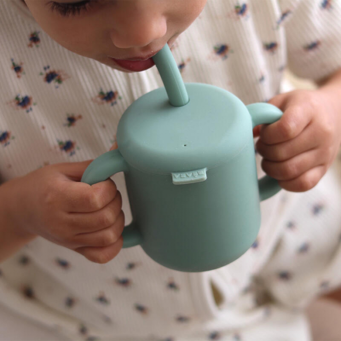 Cana de antrenament cu pai din silicon Beaba Sage Green - Resigilat [4]