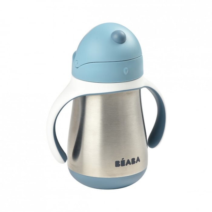 Cana cu pai din inox Beaba 250 ml Windy Blue [3]