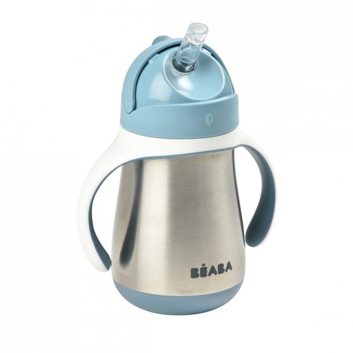 Cana cu pai din inox Beaba 250 ml Windy Blue [2]