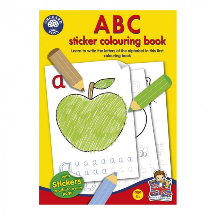 Carte de Colorat in Limba Engleza si Abtibilduri Orchard Toys ABC