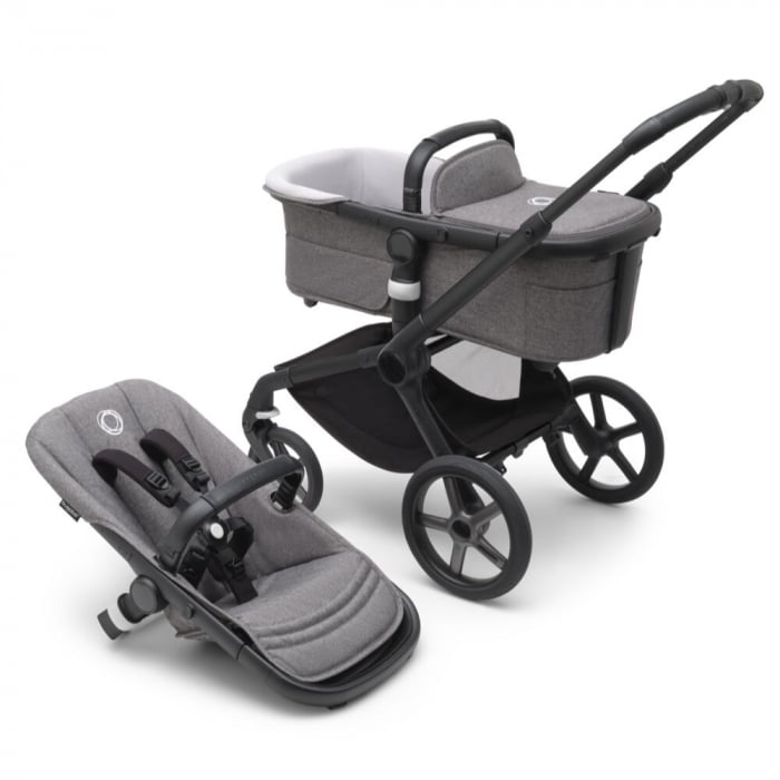 Carucior Bugaboo personalizat Fox 5 Black Grey Melange 2 in 1