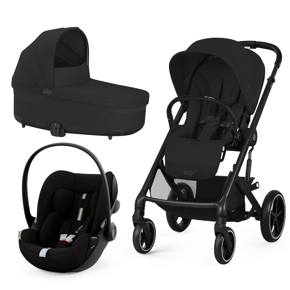 Carucior Cybex Balios S Lux 3 in 1 Black Moon Black cu Scoica Auto Cloud G i-Size Plus reclinabila