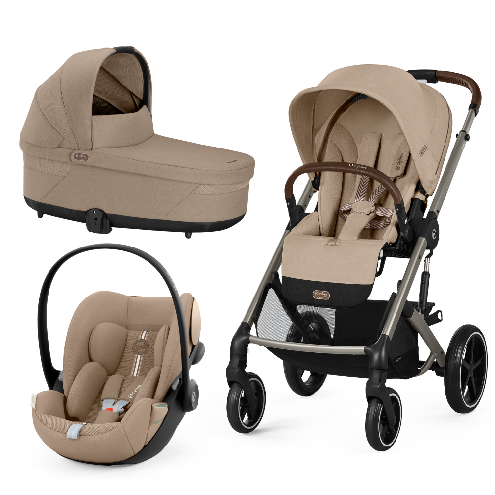 Carucior Cybex Balios S Lux 3 in 1 Taupe Almond Beige cu Scoica Auto Cloud G i-Size Plus reclinabila