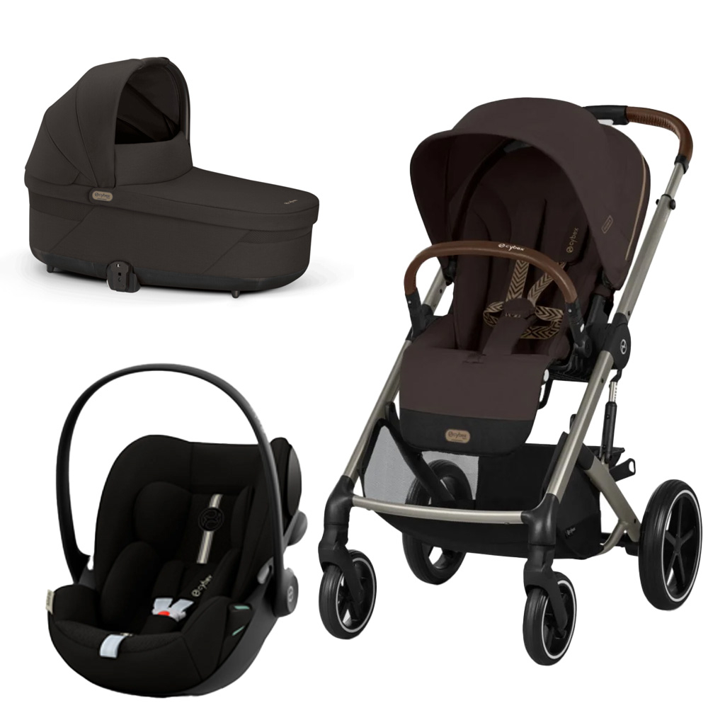 Carucior Cybex Balios S Lux 3 in 1 Taupe Chocolate Brown cu Scoica Auto Cloud G i-Size Plus reclinabila