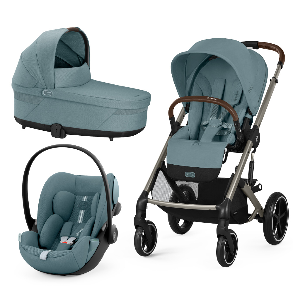 Carucior Cybex Balios S Lux 3 in 1 Taupe Stormy Blue cu Scoica Auto Cloud G i-Size Plus reclinabila