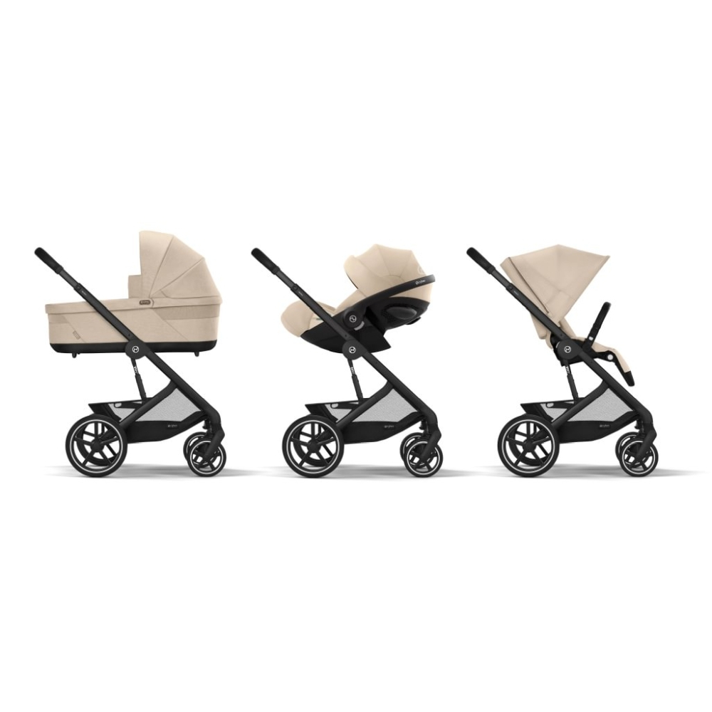 Carucior Cybex Balios S Lux 4 in 1 Black/Almond Beige cu Scoica Auto Cloud G3 si Baza G3 [11]