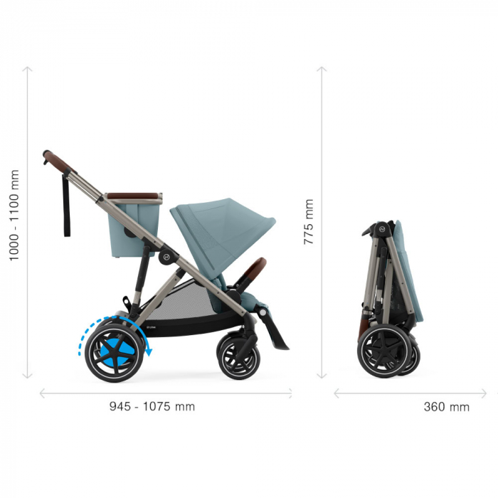 Carucior gemeni Cybex e-Gazelle S Stormy Blue cu Scoici Auto Cloud G i-Size Plus [6]