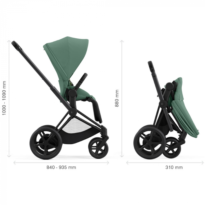 Carucior Cybex e-Priam 2 in 1 Leaf Green cu cadru Rosegold [8]