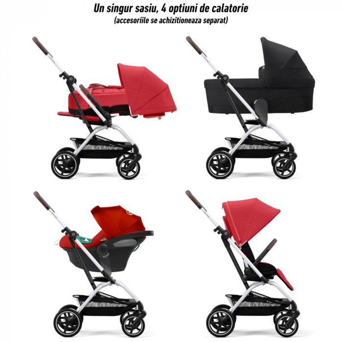Carucior Cybex Eezy S Twist+2 Silver/Hibiscus Red-Resigilat [5]