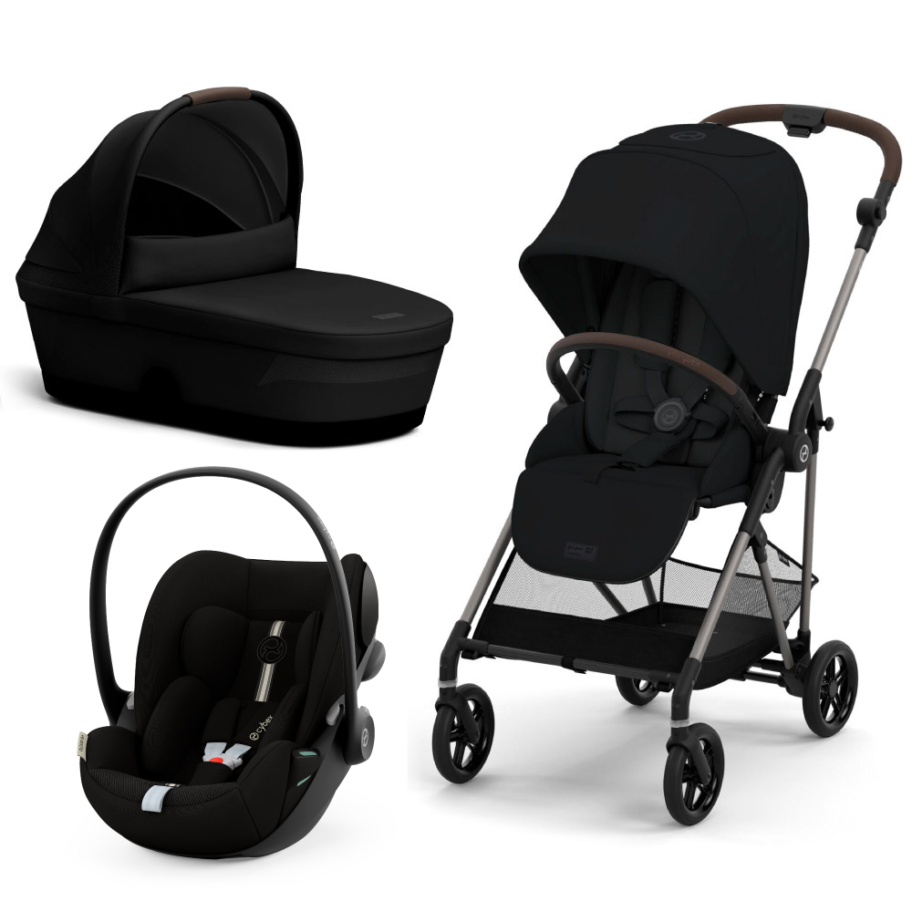 Carucior Cybex Melio B 3 in 1 Magic Black cu Scoica Auto Cloud G i-Size Plus reclinabila