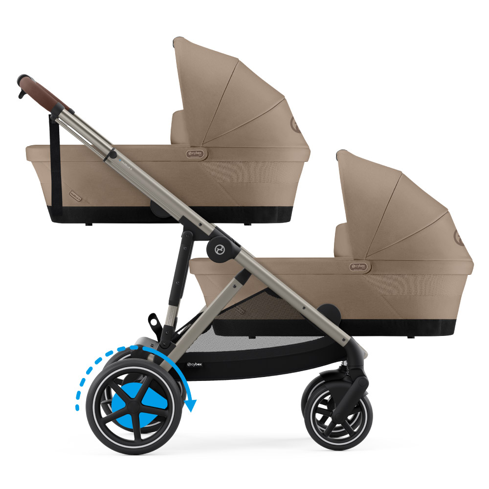 Carucior gemeni Cybex e-Gazelle S Almond Beige cu Scoici Auto Cloud G i-Size Plus [2]