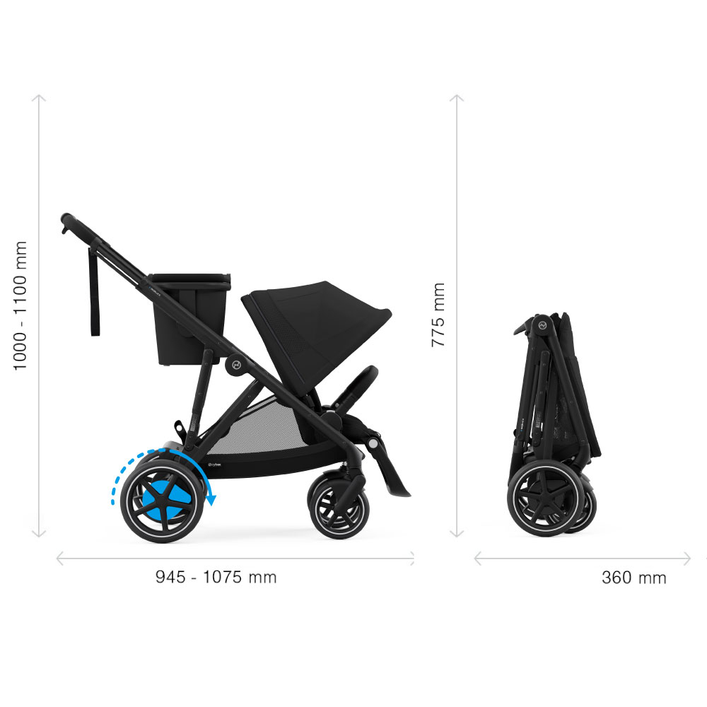 Carucior gemeni Cybex e-Gazelle S Moon Black cu Scoici Auto Cloud G i-Size Plus [6]