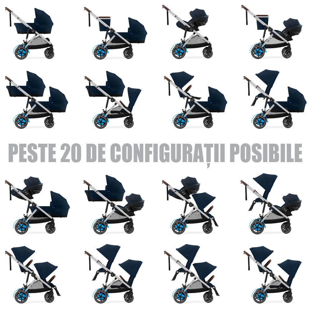 Carucior gemeni Cybex e-Gazelle S Ocean Blue cu Scoici Auto Cloud G i-Size Plus [7]