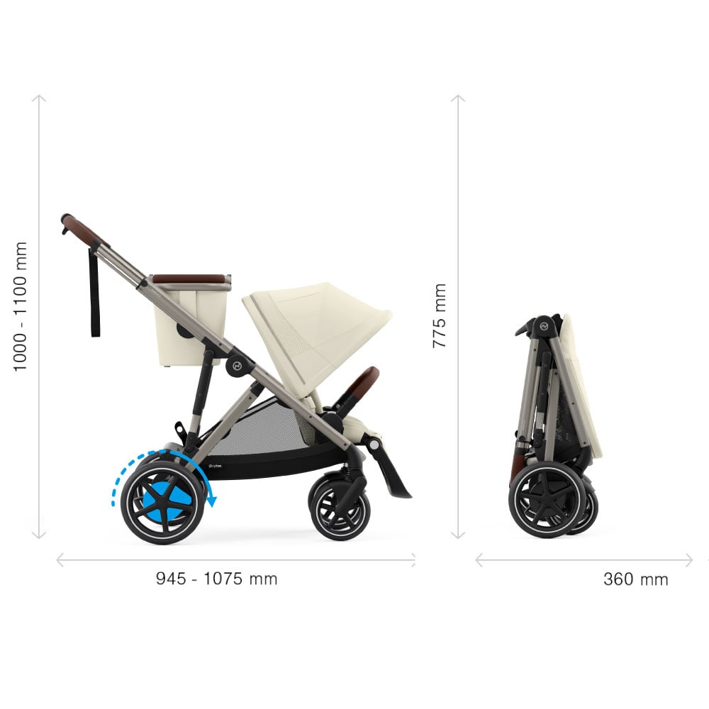 Carucior gemeni Cybex e-Gazelle S Seashell Beige cu Scoici Auto Cloud G i-Size Plus [6]